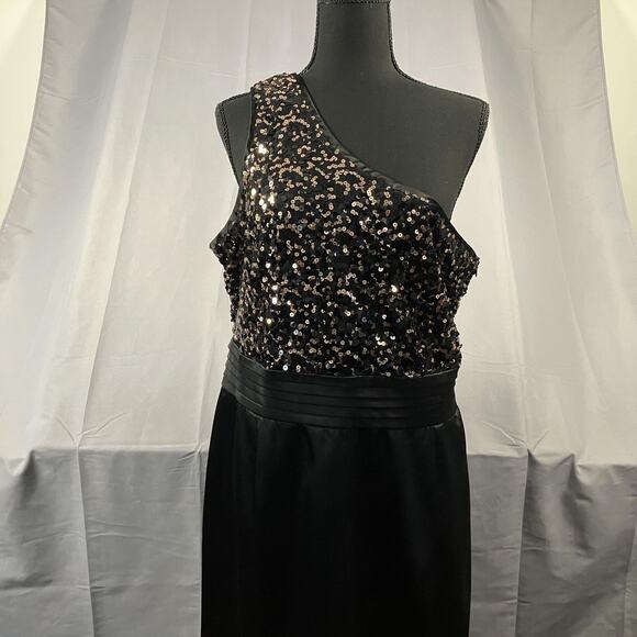 Forever 21 Plus Dress Womens 2X Black Sequin One Shoulder Formal Party Gown - Picture 1 of 12
